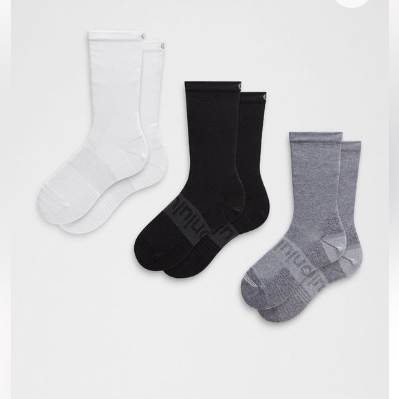lululemon athletica Accessories - lululemon athletica Crew Socks 3-Pack - White, Black, Gray